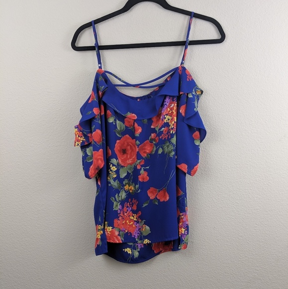 Vibrant Off the Shoulder Blouse With Roses - Picture 1 of 5